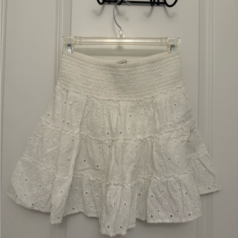 American Eagle Outfitters White Eyelet Mini Skirt
